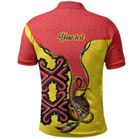Personalised Papua New Guinea Oro Necklace Polo Shirt Gold Melanesia Traditional Pattern LT9 - Polynesian Pride