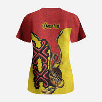 Personalised Papua New Guinea Oro Necklace Scrub Top Gold Melanesia Traditional Pattern LT9 - Polynesian Pride