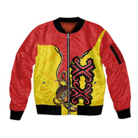 Personalised Papua New Guinea Oro Necklace Sleeve Zip Bomber Jacket Gold Melanesia Traditional Pattern LT9 Unisex Gold - Polynesian Pride