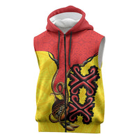 Personalised Papua New Guinea Oro Necklace Sleeveless Zip Hoodie Gold Melanesia Traditional Pattern LT9 Gold - Polynesian Pride