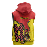 Personalised Papua New Guinea Oro Necklace Sleeveless Zip Hoodie Gold Melanesia Traditional Pattern LT9 - Polynesian Pride