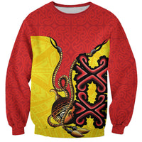 Personalised Papua New Guinea Oro Necklace Sweatshirt Gold Melanesia Traditional Pattern LT9 Unisex Gold - Polynesian Pride