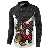 Personalised Papua New Guinea Oro Necklace Button Sweatshirt Black Melanesia Traditional Pattern LT9 - Polynesian Pride