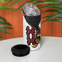 Personalised Papua New Guinea Oro Necklace 4 in 1 Can Cooler Tumbler Black Melanesia Traditional Pattern LT9 - Polynesian Pride