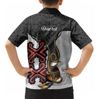 Personalised Papua New Guinea Oro Necklace Kid Hawaiian Shirt Black Melanesia Traditional Pattern LT9 - Polynesian Pride
