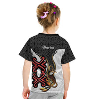Personalised Papua New Guinea Oro Necklace Kid T Shirt Black Melanesia Traditional Pattern LT9 - Polynesian Pride