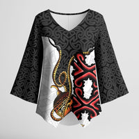 Personalised Papua New Guinea Oro Necklace Kimono Sleeve Blouse Black Melanesia Traditional Pattern LT9 Female Black - Polynesian Pride