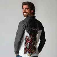 Personalised Papua New Guinea Oro Necklace Long Sleeve Polo Shirt Black Melanesia Traditional Pattern LT9 - Polynesian Pride