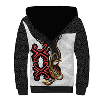 Personalised Papua New Guinea Oro Necklace Sherpa Hoodie Black Melanesia Traditional Pattern LT9 - Polynesian Pride