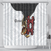 Personalised Papua New Guinea Oro Necklace Shower Curtain Black Melanesia Traditional Pattern LT9 - Polynesian Pride