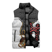 Personalised Papua New Guinea Oro Necklace Sleeveless Puffer Jacket Black Melanesia Traditional Pattern LT9 - Polynesian Pride