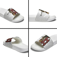 Personalised Papua New Guinea Oro Necklace Slide Sandals Black Melanesia Traditional Pattern LT9 - Polynesian Pride