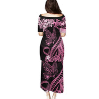 Personalised Polynesian Floral Butterfly Puletasi Breast Cancer Pink Ribbon LT9 - Polynesian Pride