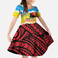 Personalised Torba PNG Forever Family Matching Summer Maxi Dress and Hawaiian Shirt Polynesian Sand Art LT9 Daughter's Dress Green - Polynesian Pride