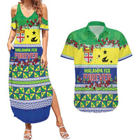 Personalised Malampa Fiji Forever Couples Matching Summer Maxi Dress and Hawaiian Shirt Tagimoucia Polynesian Sand Drawing LT9 Yellow - Polynesian Pride
