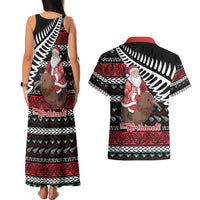 New Zealand Kiwi Santa Christmas Couples Matching Tank Maxi Dress and Hawaiian Shirt He Wairua Kirihimete - Polynesian Pride