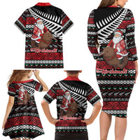 New Zealand Kiwi Santa Christmas Family Matching Long Sleeve Bodycon Dress and Hawaiian Shirt He Wairua Kirihimete - Polynesian Pride