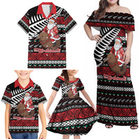 New Zealand Kiwi Santa Christmas Family Matching Off Shoulder Maxi Dress and Hawaiian Shirt He Wairua Kirihimete LT9 - Polynesian Pride