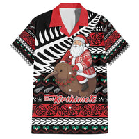 New Zealand Kiwi Santa Christmas Hawaiian Shirt He Wairua Kirihimete LT9 Black - Polynesian Pride