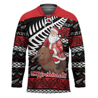 New Zealand Kiwi Santa Christmas Hockey Jersey He Wairua Kirihimete - Polynesian Pride