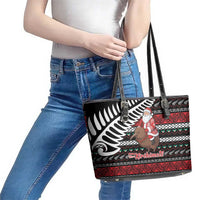 New Zealand Kiwi Santa Christmas Leather Tote Bag He Wairua Kirihimete LT9 - Polynesian Pride