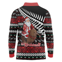 New Zealand Kiwi Santa Christmas Long Sleeve Polo Shirt He Wairua Kirihimete - Polynesian Pride