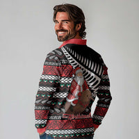 New Zealand Kiwi Santa Christmas Long Sleeve Polo Shirt He Wairua Kirihimete - Polynesian Pride