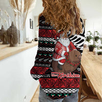 New Zealand Kiwi Santa Christmas Women Casual Shirt He Wairua Kirihimete LT9 - Polynesian Pride