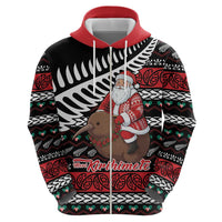 New Zealand Kiwi Santa Christmas Zip Hoodie He Wairua Kirihimete LT9 - Polynesian Pride