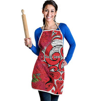 Personalised New Zealand Koru Pohutukawa Apron Meri Kirihimete Aroha for Christmas - Polynesian Pride