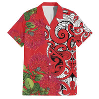 Personalised New Zealand Koru Pohutukawa Family Matching Off Shoulder Maxi Dress and Hawaiian Shirt Meri Kirihimete Aroha for Christmas LT9 Dad's Shirt - Short Sleeve Red - Polynesian Pride