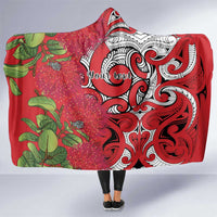 Personalised New Zealand Koru Pohutukawa Hooded Blanket Meri Kirihimete Aroha for Christmas - Polynesian Pride