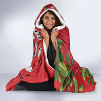 Personalised New Zealand Koru Pohutukawa Hooded Blanket Meri Kirihimete Aroha for Christmas - Polynesian Pride