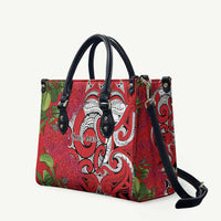 Personalised New Zealand Koru Pohutukawa Leather Bag Meri Kirihimete Aroha for Christmas - Polynesian Pride