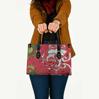 Personalised New Zealand Koru Pohutukawa Leather Bag Meri Kirihimete Aroha for Christmas - Polynesian Pride