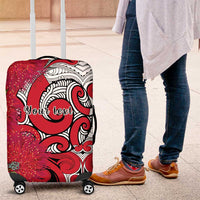 Personalised New Zealand Koru Pohutukawa Luggage Cover Meri Kirihimete Aroha for Christmas LT9 Red - Polynesian Pride