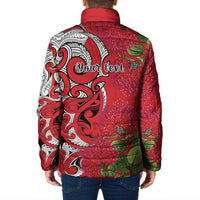 Personalised New Zealand Koru Pohutukawa Padded Jacket Meri Kirihimete Aroha for Christmas - Polynesian Pride