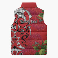 Personalised New Zealand Koru Pohutukawa Sleeveless Puffer Jacket Meri Kirihimete Aroha for Christmas - Polynesian Pride