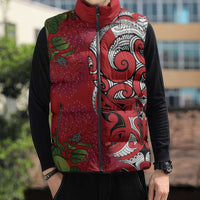 Personalised New Zealand Koru Pohutukawa Sleeveless Puffer Jacket Meri Kirihimete Aroha for Christmas - Polynesian Pride