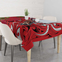 Personalised New Zealand Koru Pohutukawa Tablecloth Meri Kirihimete Aroha for Christmas - Polynesian Pride