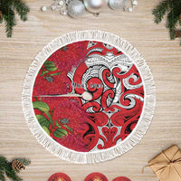 Personalised New Zealand Koru Pohutukawa Tree Skirt Meri Kirihimete Aroha for Christmas - Polynesian Pride