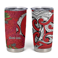 Personalised New Zealand Koru Pohutukawa Tumbler Cup Meri Kirihimete Aroha for Christmas - Polynesian Pride
