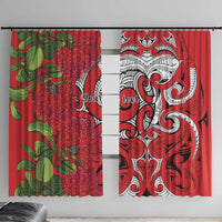 Personalised New Zealand Koru Pohutukawa Window Curtain Meri Kirihimete Aroha for Christmas - Polynesian Pride