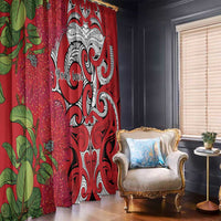 Personalised New Zealand Koru Pohutukawa Window Curtain Meri Kirihimete Aroha for Christmas - Polynesian Pride