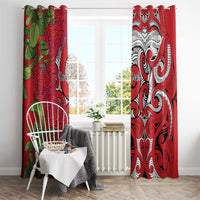 Personalised New Zealand Koru Pohutukawa Window Curtain Meri Kirihimete Aroha for Christmas - Polynesian Pride