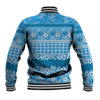 Hawaiian Hibiscus Honu Baseball Jacket Blue Mele Kalikimaka Palaka Spirit - Polynesian Pride