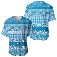 Hawaiian Hibiscus Honu Baseball Jersey Blue Mele Kalikimaka Palaka Spirit - Polynesian Pride