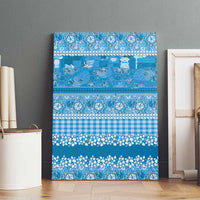 Hawaiian Hibiscus Honu Canvas Wall Art Blue Mele Kalikimaka Palaka Spirit - Polynesian Pride
