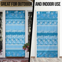 Hawaiian Hibiscus Honu Door Cover Blue Mele Kalikimaka Palaka Spirit LT9 - Polynesian Pride