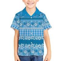Hawaiian Hibiscus Honu Family Matching Tank Maxi Dress and Hawaiian Shirt Blue Mele Kalikimaka Palaka Spirit LT9 - Polynesian Pride